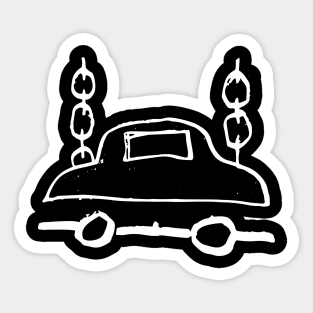 Car with Chains Doodle White Sticker